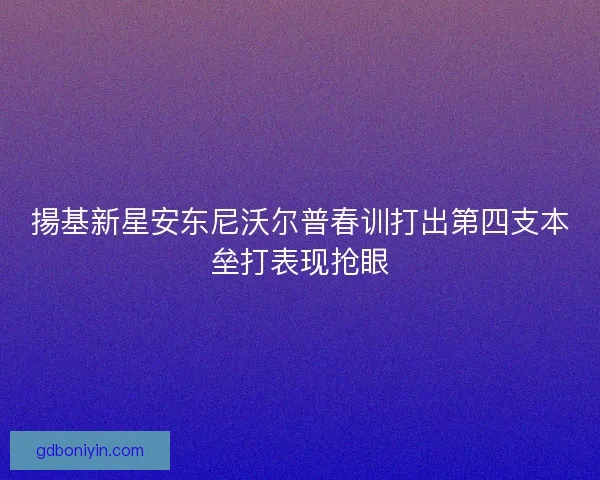 揚基新星安东尼沃尔普春训打出第四支本垒打表现抢眼